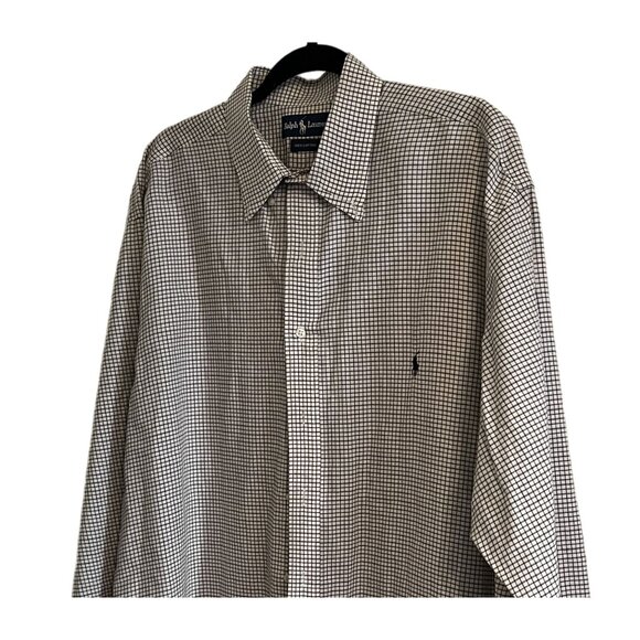 Ralph Lauren 100% Cotton XLT Black Brown & White Checkered Long Sleeve Button Do - Picture 5 of 14